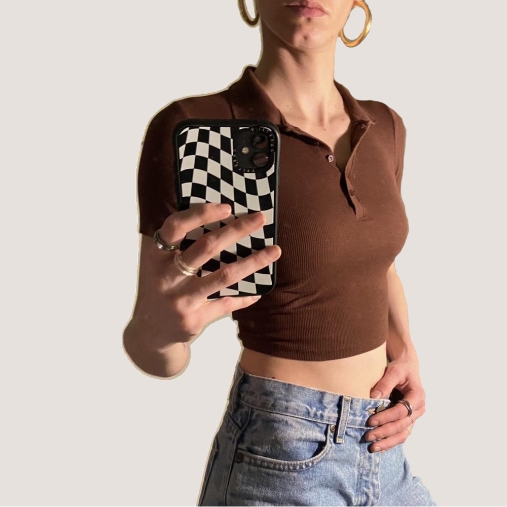 Cropped Brown Polo